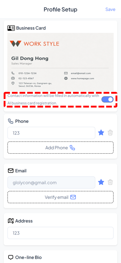 Filled into your contacts automatically